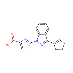 O=C(O)c1csc(-n2nc(C3=CCCC3)c3ccccc32)n1 ZINC000103254824