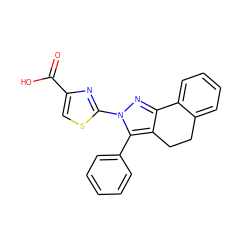 O=C(O)c1csc(-n2nc3c(c2-c2ccccc2)CCc2ccccc2-3)n1 ZINC000103249837