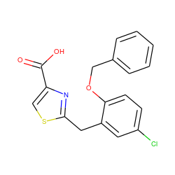 O=C(O)c1csc(Cc2cc(Cl)ccc2OCc2ccccc2)n1 ZINC000029045033