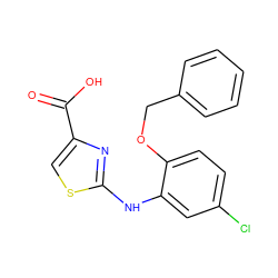 O=C(O)c1csc(Nc2cc(Cl)ccc2OCc2ccccc2)n1 ZINC000029045030