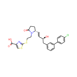 O=C(O)c1csc(SCCN2C(=O)CC[C@@H]2/C=C/[C@@H](O)Cc2cccc(-c3ccc(Cl)cc3)c2)n1 ZINC000073310383