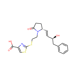 O=C(O)c1csc(SCCN2C(=O)CC[C@@H]2/C=C/[C@@H](O)Cc2ccccc2)n1 ZINC000073222946