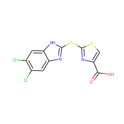 O=C(O)c1csc(Sc2nc3cc(Cl)c(Cl)cc3[nH]2)n1 ZINC001772598202