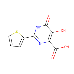 O=C(O)c1nc(-c2cccs2)[nH]c(=O)c1O ZINC000006142725