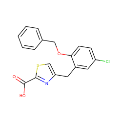 O=C(O)c1nc(Cc2cc(Cl)ccc2OCc2ccccc2)cs1 ZINC000029128777