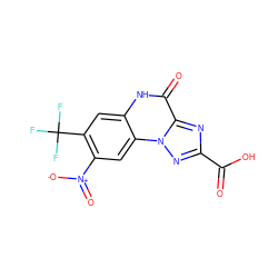 O=C(O)c1nc2c(=O)[nH]c3cc(C(F)(F)F)c([N+](=O)[O-])cc3n2n1 ZINC000013532635