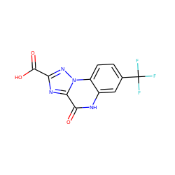 O=C(O)c1nc2c(=O)[nH]c3cc(C(F)(F)F)ccc3n2n1 ZINC000013798628