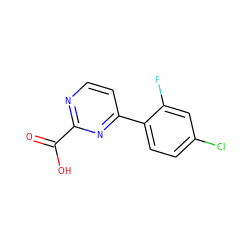 O=C(O)c1nccc(-c2ccc(Cl)cc2F)n1 ZINC001772605151