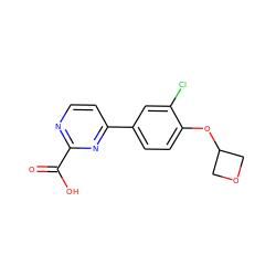 O=C(O)c1nccc(-c2ccc(OC3COC3)c(Cl)c2)n1 ZINC001772653189