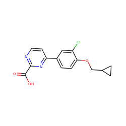 O=C(O)c1nccc(-c2ccc(OCC3CC3)c(Cl)c2)n1 ZINC001772600399