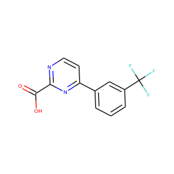 O=C(O)c1nccc(-c2cccc(C(F)(F)F)c2)n1 ZINC000607710942