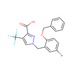 O=C(O)c1nn(Cc2cc(Br)ccc2OCc2ccccc2)cc1C(F)(F)F ZINC000040762615