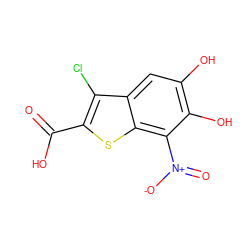 O=C(O)c1sc2c([N+](=O)[O-])c(O)c(O)cc2c1Cl ZINC000034845173