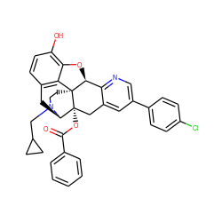 O=C(O[C@@]12Cc3cc(-c4ccc(Cl)cc4)cnc3[C@@H]3Oc4c(O)ccc5c4[C@@]31CCN(CC1CC1)[C@@H]2C5)c1ccccc1 ZINC000095578036