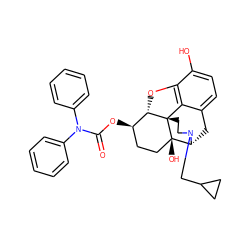 O=C(O[C@@H]1CC[C@@]2(O)[C@H]3Cc4ccc(O)c5c4[C@@]2(CCN3CC2CC2)[C@H]1O5)N(c1ccccc1)c1ccccc1 ZINC000070631611