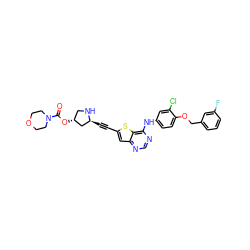 O=C(O[C@@H]1CN[C@@H](C#Cc2cc3ncnc(Nc4ccc(OCc5cccc(F)c5)c(Cl)c4)c3s2)C1)N1CCOCC1 ZINC000044351153