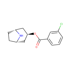 O=C(O[C@H]1C[C@@H]2CC[C@H](C1)N2)c1cccc(Cl)c1 ZINC000103227336