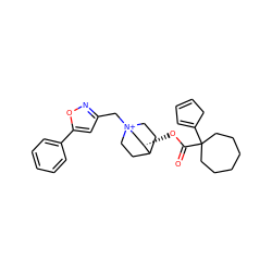 O=C(O[C@H]1C[N+]2(Cc3cc(-c4ccccc4)on3)CCC1CC2)C1(C2=CC=CC2)CCCCCC1 ZINC000103278240