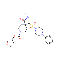 O=C(O[C@H]1CCOC1)N1CCC(CS(=O)(=O)N2CCN(c3ccccc3)CC2)(C(=O)NO)CC1 ZINC000029039786