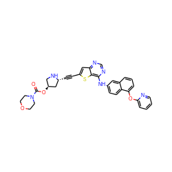 O=C(O[C@H]1CN[C@H](C#Cc2cc3ncnc(Nc4ccc5c(Oc6ccccn6)cccc5c4)c3s2)C1)N1CCOCC1 ZINC000044350751