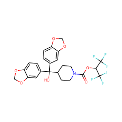 O=C(OC(C(F)(F)F)C(F)(F)F)N1CCC(C(O)(c2ccc3c(c2)OCO3)c2ccc3c(c2)OCO3)CC1 ZINC000097949367
