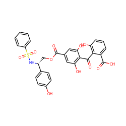 O=C(OC[C@@H](NS(=O)(=O)c1ccccc1)c1ccc(O)cc1)c1cc(O)c(C(=O)c2c(O)cccc2C(=O)O)c(O)c1 ZINC000014944095