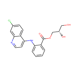 O=C(OC[C@@H](O)CO)c1ccccc1Nc1ccnc2cc(Cl)ccc12 ZINC000003872687