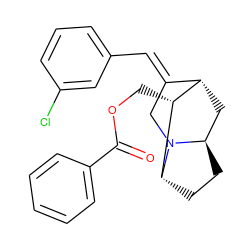 O=C(OC[C@@H]1[C@H]2C[C@H]3CC[C@H]1N3C/C2=C\c1cccc(Cl)c1)c1ccccc1 ZINC000253700272