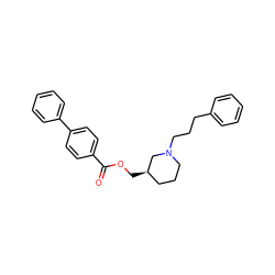 O=C(OC[C@@H]1CCCN(CCCc2ccccc2)C1)c1ccc(-c2ccccc2)cc1 ZINC000027201033