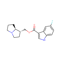 O=C(OC[C@@H]1CCN2CCC[C@@H]12)c1c[nH]c2ccc(F)cc12 ZINC000013681120