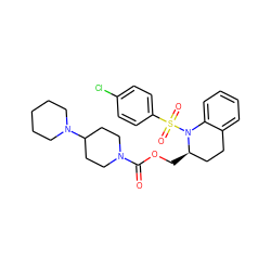 O=C(OC[C@@H]1CCc2ccccc2N1S(=O)(=O)c1ccc(Cl)cc1)N1CCC(N2CCCCC2)CC1 ZINC000003990887