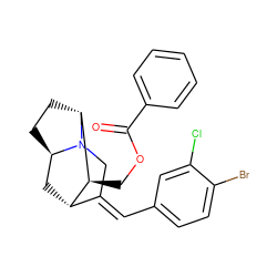 O=C(OC[C@H]1[C@H]2C[C@H]3CC[C@H]1N3C/C2=C\c1ccc(Br)c(Cl)c1)c1ccccc1 ZINC000253704798