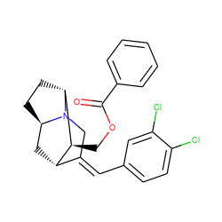 O=C(OC[C@H]1[C@H]2C[C@H]3CC[C@H]1N3C/C2=C\c1ccc(Cl)c(Cl)c1)c1ccccc1 ZINC000253851750