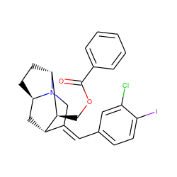 O=C(OC[C@H]1[C@H]2C[C@H]3CC[C@H]1N3C/C2=C\c1ccc(I)c(Cl)c1)c1ccccc1 ZINC000253633313