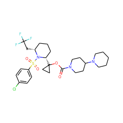 O=C(OC1([C@H]2CCC[C@@H](CC(F)(F)F)N2S(=O)(=O)c2ccc(Cl)cc2)CC1)N1CCC(N2CCCCC2)CC1 ZINC000028827226