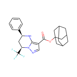 O=C(OC12CC3CC(CC(C3)C1)C2)c1cnn2c1N[C@H](c1ccccc1)C[C@@H]2C(F)(F)F ZINC000064559637