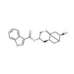 O=C(OC1C[C@@H]2CC3C[C@H](C1)N2C[C@H]3O)c1c[nH]c2ccccc12 ZINC000000005237