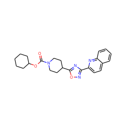 O=C(OC1CCCCC1)N1CCC(c2nc(-c3ccc4ccccc4n3)no2)CC1 ZINC000072179658