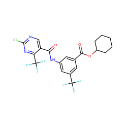 O=C(OC1CCCCC1)c1cc(NC(=O)c2cnc(Cl)nc2C(F)(F)F)cc(C(F)(F)F)c1 ZINC000013555220