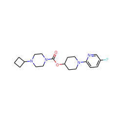 O=C(OC1CCN(c2ccc(F)cn2)CC1)N1CCN(C2CCC2)CC1 ZINC000223533935