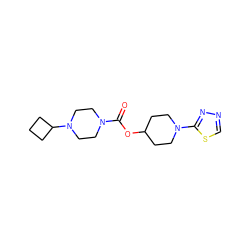 O=C(OC1CCN(c2nncs2)CC1)N1CCN(C2CCC2)CC1 ZINC000223507505