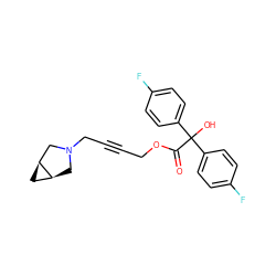 O=C(OCC#CCN1C[C@H]2C[C@H]2C1)C(O)(c1ccc(F)cc1)c1ccc(F)cc1 ZINC000028477340