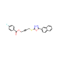 O=C(OCC#CCSc1nnc(-c2ccc3ccccc3c2)o1)c1ccc(F)cc1 ZINC000064528496