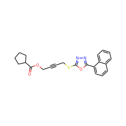 O=C(OCC#CCSc1nnc(-c2cccc3ccccc23)o1)C1CCCC1 ZINC000036381515