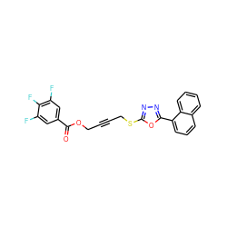 O=C(OCC#CCSc1nnc(-c2cccc3ccccc23)o1)c1cc(F)c(F)c(F)c1 ZINC000036381499