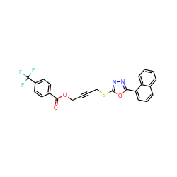 O=C(OCC#CCSc1nnc(-c2cccc3ccccc23)o1)c1ccc(C(F)(F)F)cc1 ZINC000036381511