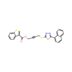 O=C(OCC#CCSc1nnc(-c2cccc3ccccc23)o1)c1csc2ccccc12 ZINC000036381496