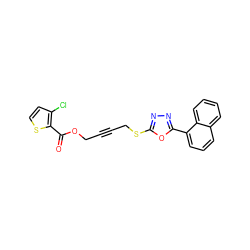 O=C(OCC#CCSc1nnc(-c2cccc3ccccc23)o1)c1sccc1Cl ZINC000036381497