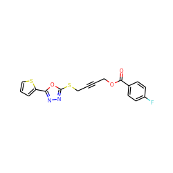 O=C(OCC#CCSc1nnc(-c2cccs2)o1)c1ccc(F)cc1 ZINC000036381521