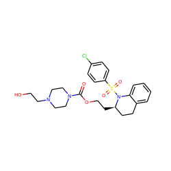 O=C(OCC[C@@H]1CCc2ccccc2N1S(=O)(=O)c1ccc(Cl)cc1)N1CCN(CCO)CC1 ZINC000028704190